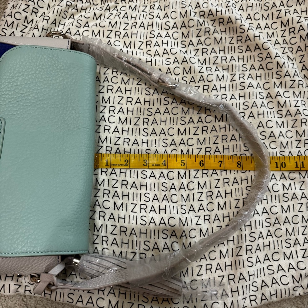 NWOT Isaac Mizrahi Bridgehampton Blue Green Leather Shoulder Bag Purse - Picture 12 of 16